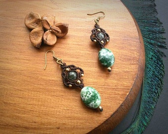 Amethyst macrame earrings. Bohemian jewelry. by EarthBoundMacrame