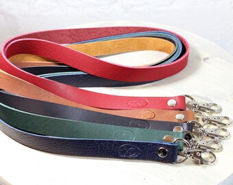 Leather Lanyard - Brown, Red, Black, Green, Navy Blue
