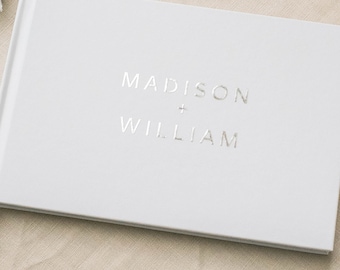 silver wedding guest book, guestbook, foil guest book, guest sign in, custom, personalized, journal - Little Carabao Studio - #SST104F