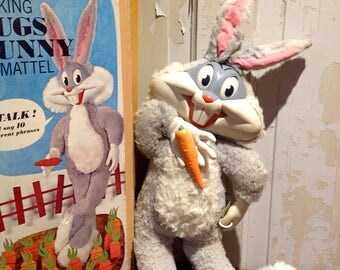 1961 Talking Bugs Bunny by Mattel with Original Box. Highly Collectible Bugs Bunny. Vintage Toy.