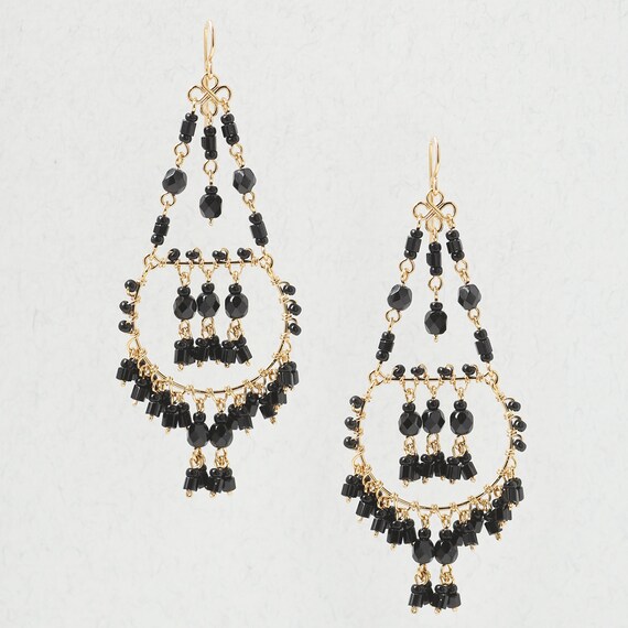 Black Beaded Chandelier Earrings Amethyst Like This Item
