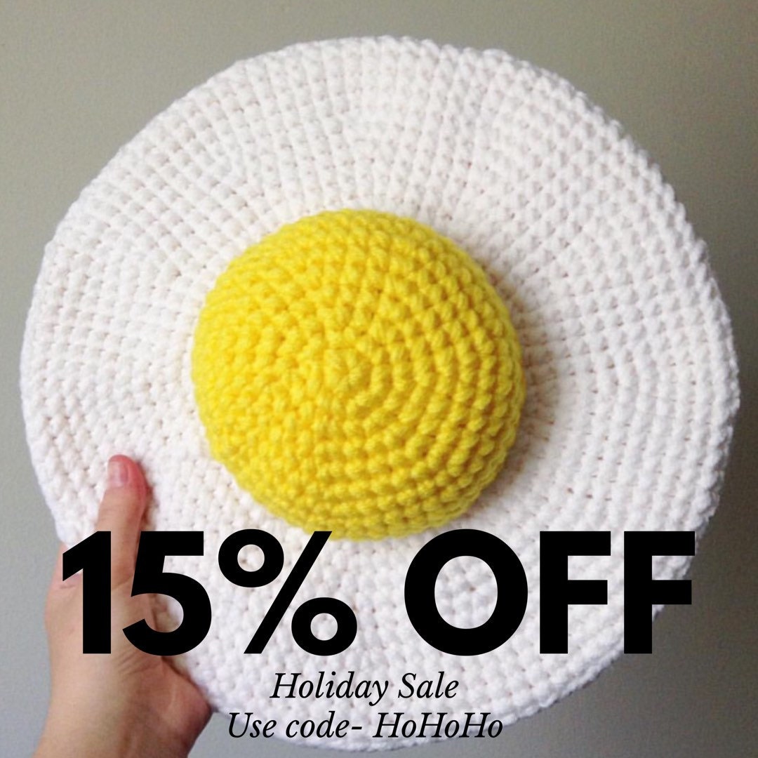 Fried Egg Pillow Crochet Fried Egg Pillow Fried by OliviaLawsArt