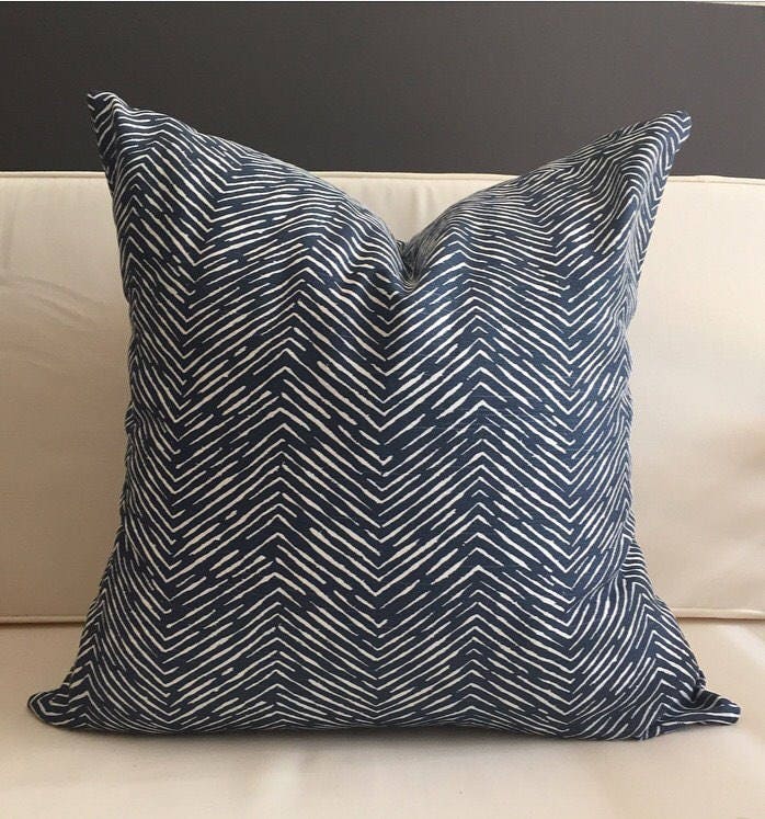 Navy Blue Pillow Cover WAVES