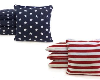 8 Regulation All Weather Cornhole Bags. Stars & Stripes USA Handmade. Free Shipping! American Flag Bags W/ Free Tote!