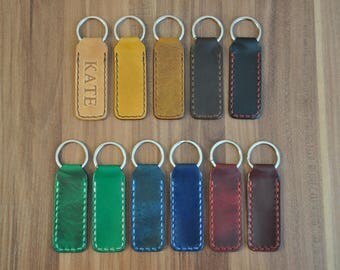 Custom Leather Keychain, 11 colors, Personalized Leather Keychain, Custom Leather Keychain, Leather Key Holder, Leather Key Organizer
