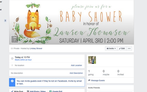 Facebook Event Header Woodland Baby Shower Gender Neutral 