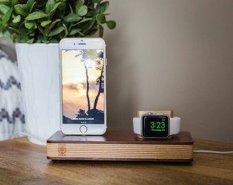 Iwatch dock, Wooden Apple Watch Stand, Iphone Docking Station, Apple Watch Docking Station, IPhone Docking Charging Stand, Iphone Stand.
