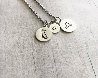 Best Friend Gift - Two State Necklace - Best Friend - State Jewelry
