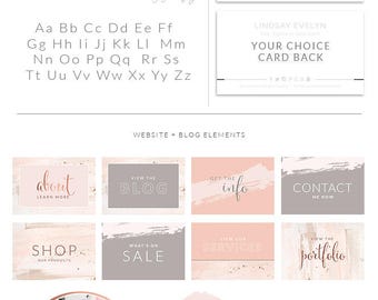 Rose Gold Photography Logo Branding Kit, Blush Wedding Photographer Marketing Set, Calligraphy Stamp Photo Watermark Boutique, 060
