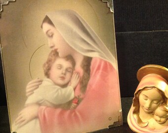 Mary Jesus/Marie et Jesus/Classique icône La Vierge et l'Enfant/1940 Litho G.Bosevi