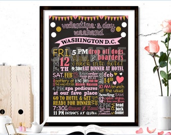 Valentine's Day Chalkboard Sign, Love Chalkboard Sign, Romantic Itinerary Chalkboard Sign, Printable Sign, Printable Poster