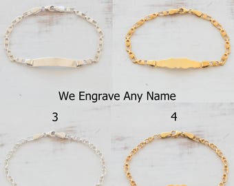 Baby id bracelet personalized baby name bracelet silver baby bracelet baby jewelry baptism gift engraved bracelet kids id nameplate bracelet