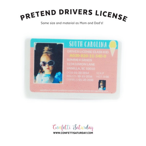 childrens pretend drivers license for kids
