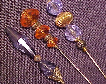 Formal Faceted Topped Hat Pins. All are a long 8". FREE shipping in the United States