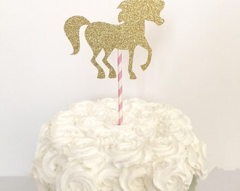 1/2 Birthday Gold Glitter Cake Topper Half Birthday Cake