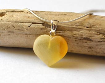 Heart amber pendant, Sterling Silver Amber Heart, Baltic Amber jewelry, Natural gift, Amber Heart Necklace on Sterling Silver Chain