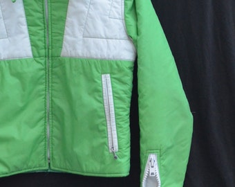 Retro Ski Jacket,Swing West,80s Ski Jacket,Green White 2-tone,Snowboarding Jacket,Powder Ski Jacket,Spring Ski,Vivid Grass Green,Winter Coat