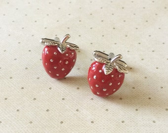 Strawberry Cufflinks Cuff Links in Silver