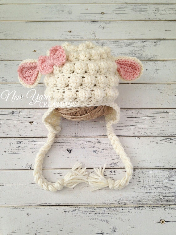 Crochet Baby Girl Lamb Hat Animal Photo Prop Baby Sheep Hat