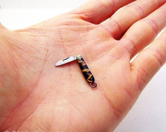 Very Rare Antique extreme MINIATURE Victorian English Folding Unusual Small Silver Plated Penknife Knife Pocket/Pendant/Jewelry/Fruit/Travel