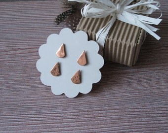 Copper studs hammered jewelry for sisters earrings Hammered earrings Mother daughter jewelry Daughter in law gift everyday earrings stud set