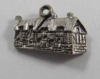 3D Cabin or Lodge Sterling Silver Charm or Pendant.
