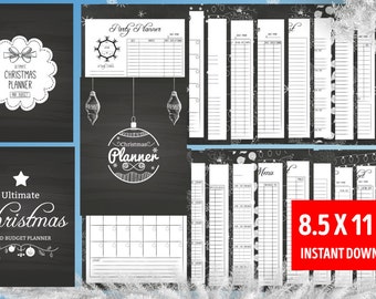 Chalkboard Christmas Planner, INSTANT DOWNLOAD, Letter Size Kit, Christmas Planner, Holiday Planning Kit, Gift Planner, Holiday Organizer