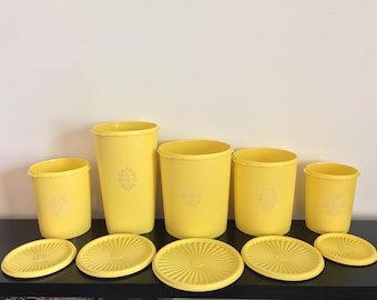 Vintage Tupperware Yellow Canister Set