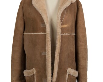 Vintage 1970s camel suede and shearling coat - Seventies boho tan fur sheepskin coat - 70s Penny Lane Almost Famous hippie coat