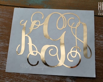 Gold Monogram Decal - Gold Foil Monogram Decal - Monogram Sticker - Monogram decal - Yeti decal - Yeti Sticker - RTIC decal - Wedding decal