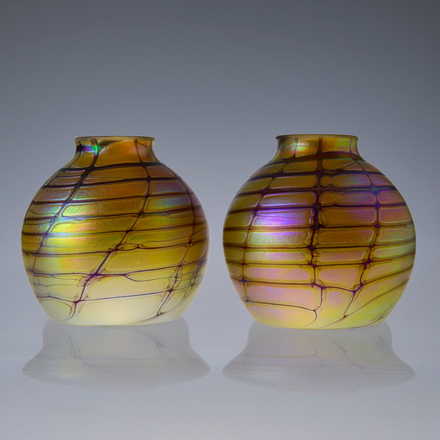 Glass Lamp Shade 2.25 fitter Hand Blown Iridescent Glass