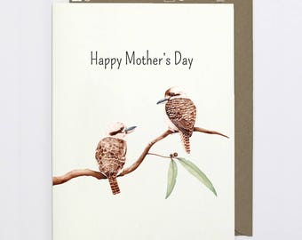 Mother's Day Card // Kookaburra Watercolour Illustration