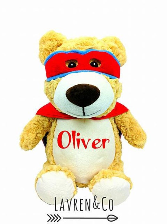 teddy bear with embroidered name