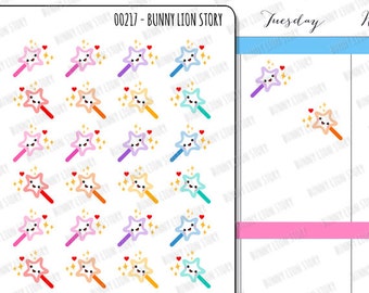 00217 | 32 Kawaii Sticker Magic Wand Sparkling Day Amazing Cute Kawaii Schecule Reminder Appointment Planner Agenda Memory Journal
