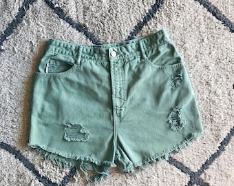 Green High Waisted Cutoffs