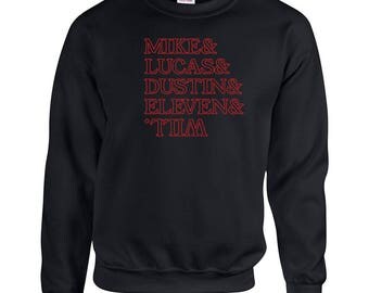 Mike Lucas Dustin Eleven and Will the upside down stranger tv show things alien - Apparel Clothing - Crew Sweatshirt - Sweatshirt - 594