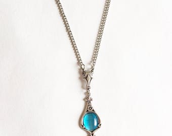 Aquamarine Necklace, Aquamarine Pendant, Art Nouveau necklace, Aquamarine Jewelry, Floral Necklace, Art Nouveau Jewelry, Blue necklace