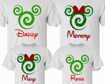 SALE!! Family Swirl Christmas Mickey Minnie Shirts, Matching Vacation Shirts, Christmas Disney Shirts, Disney Vacation, Mickey Head Shirts