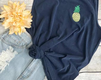 Pineapple Comfort Color Tank, summer, beach, Nautical, Monogrammed tank, Bathing Suit cover up, Beach Babe