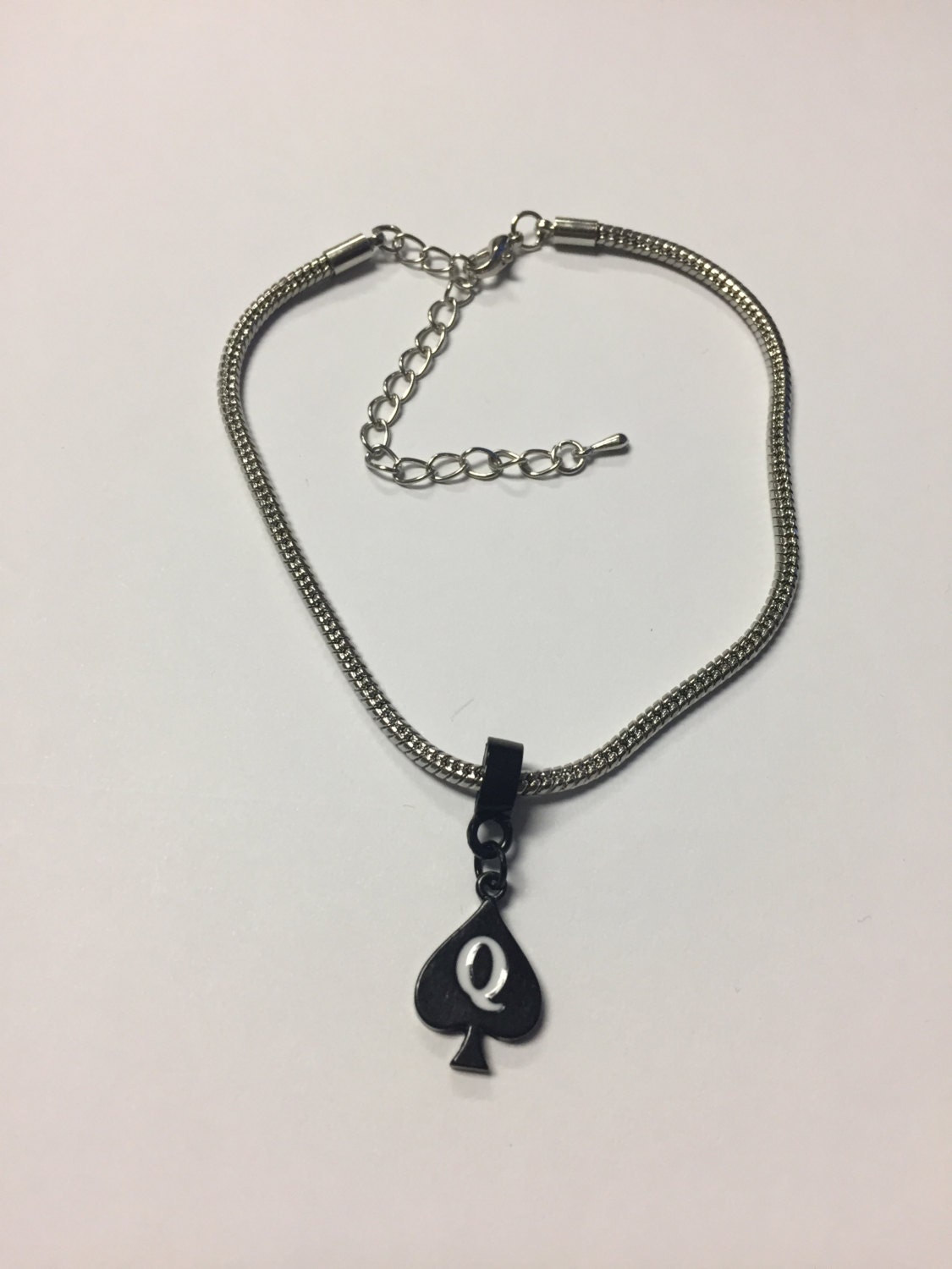 Sexy Queen Of Spades Black Silver Euro Bracelet Bbc Hotwife