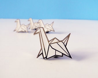 origami paper crane enamel pin