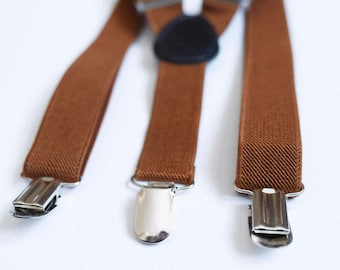 Boys suspenders Brown suspenders Toddler suspenders Baby boy suspenders Ring bearer outfit Wedding suspenders Wedding outfit Boys braces