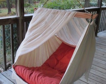 Baby and children's Hammock swing Bundle by Lunalay (0-5 years): Coral Futon Cover & Hammock Screen