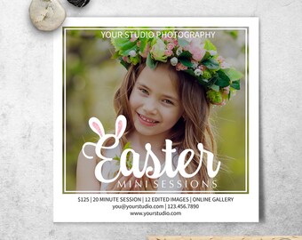 Easter Mini Sessions Template, Bunny Ears Spring Marketing Board, Photoshop Template, Blog Board & Instagram Marketing, Instant Download