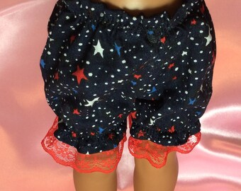 Patriotic Red, White And Blue BLOOMERS Made For 12 to 14.5" Slim Dolls Like Wellie Wishers Doll Clothes, Panties BL07