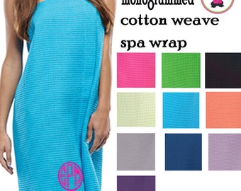 SPA WRAP - Monogrammed Waffle Weave Spa Wrap - One Size - Free Ship