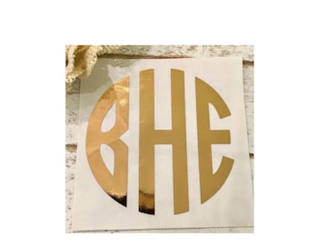 Foil monogram, Foil decal, Foil monogram decal, Gold decal