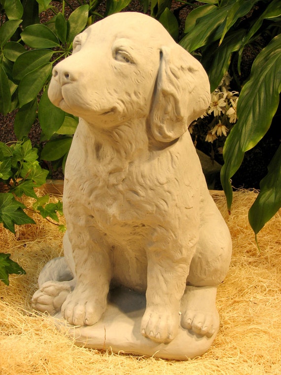 cement golden retriever garden statue