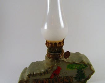 Small Vintage Kentucky State Shaped Oil Lamp