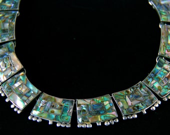Vintage Abalone Taxco 925 Sterling Silver Necklace